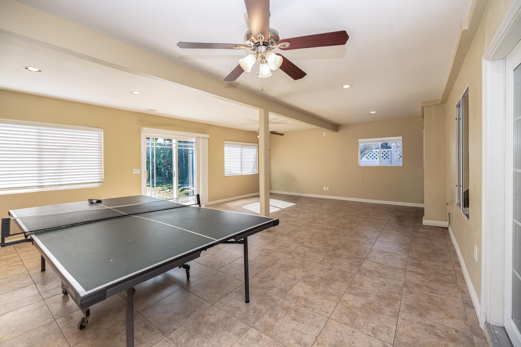 Bonus room opening onto the backyard